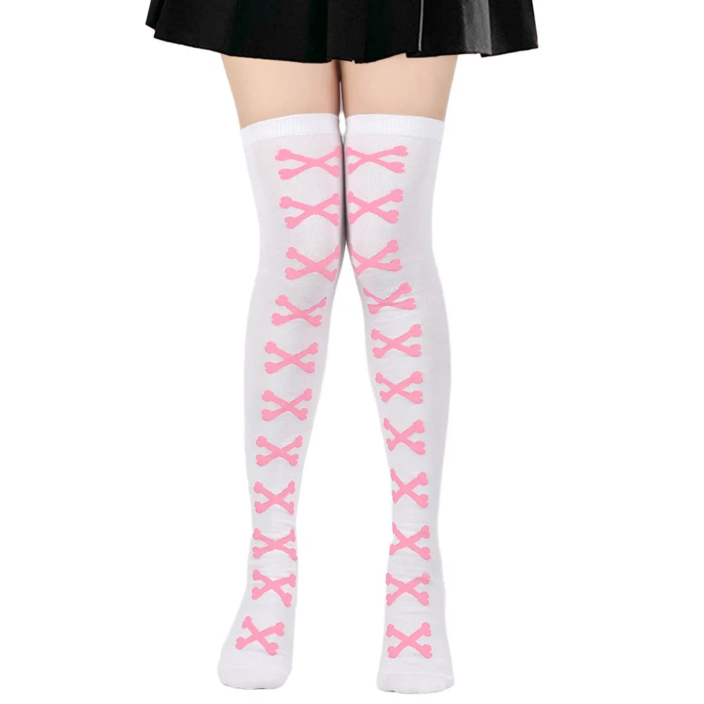 Heart Crossbones Over-Knee Thigh-High Socks
