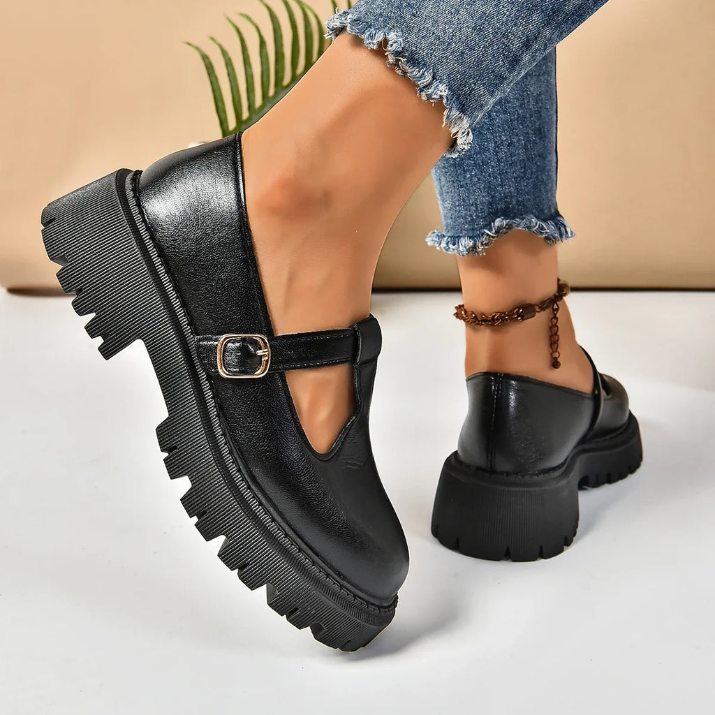 Platform Mary Jane Buckle Shoes