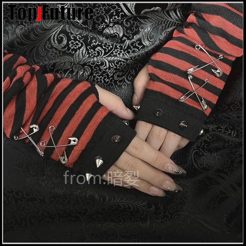 Striped Fingerless Arm Warmers - Gloves & Arm Warmers detail view 7 | Cute Splikes