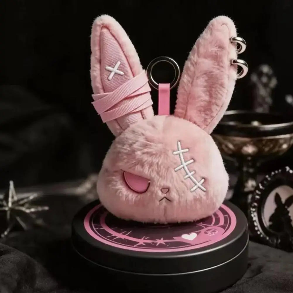 Stitched Gothic Bunny Plush Bag Charm