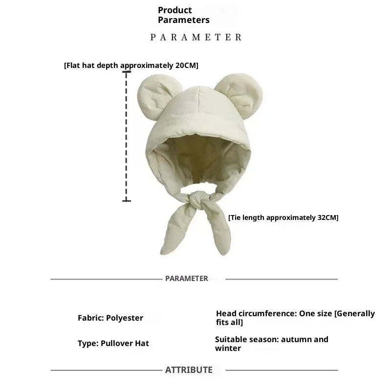 Plush Bear Ear Fleece Beanie