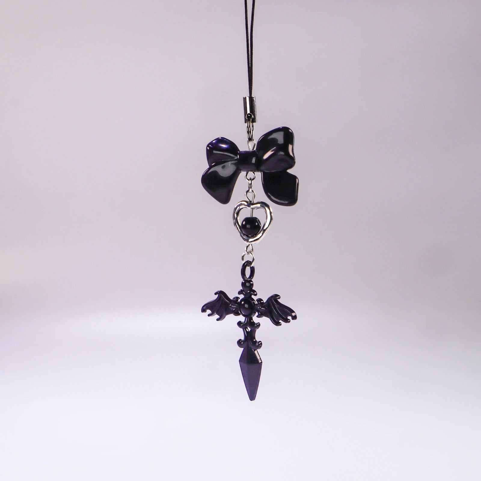 Y2K Phone Charm Strap Dark Gothic Angel Cross Pendant Cellphone Lanyard Sweet Cool Girl Keychain for IPhone Keycord