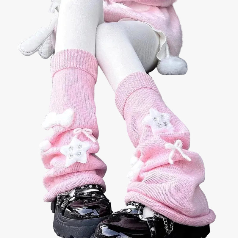 Star Plush Knit Flare Leg Warmers