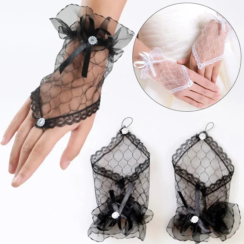 Lace Bow Fishnet Gloves - Gloves & Arm Warmers detail view 5 | Cute Splikes