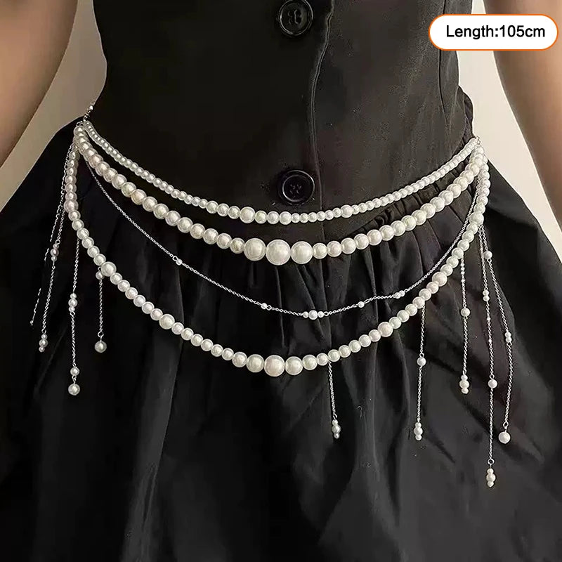 Layered Pearl Waist Chain