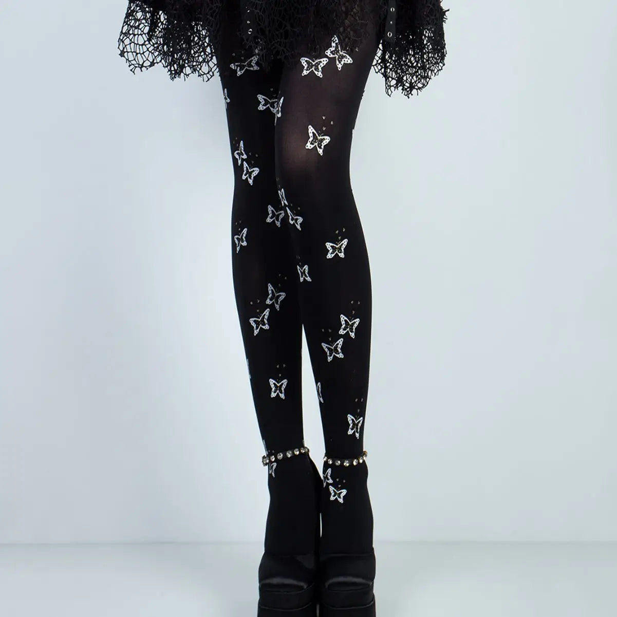 Glitter Skull & Crossbones Tights