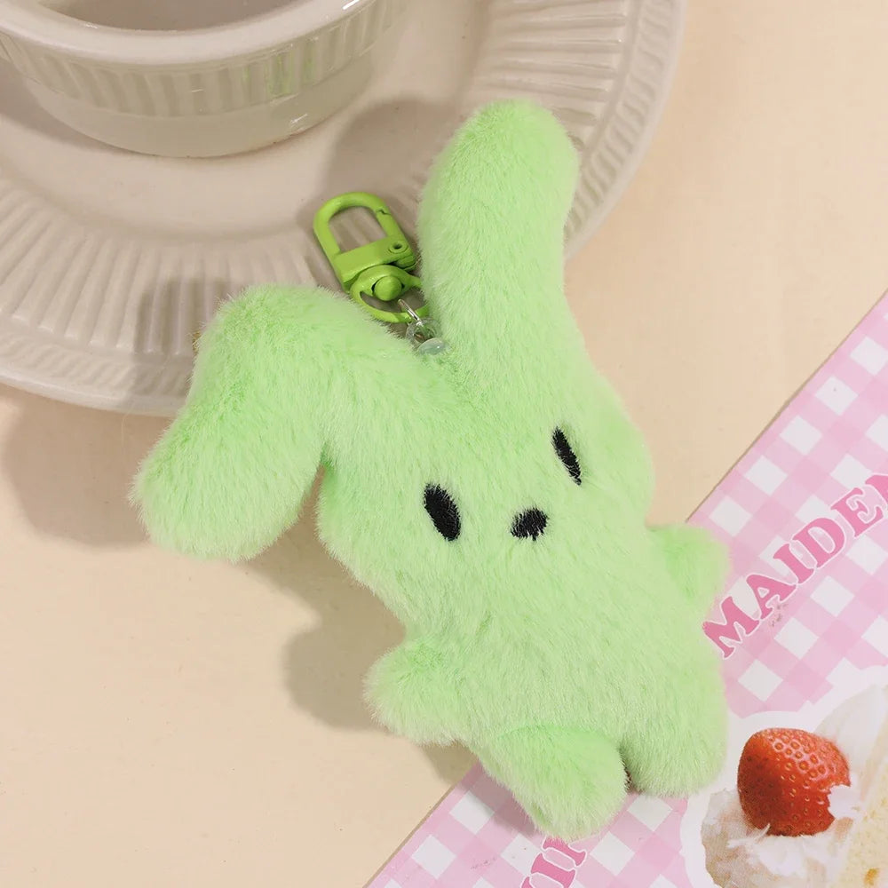 Pink Fluffy Rabbit Plush Keychain