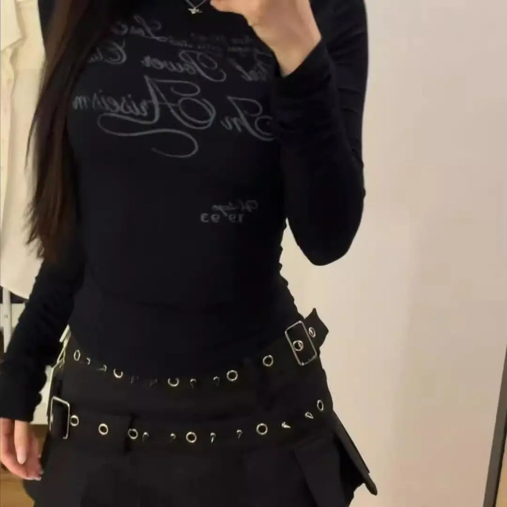 Double Belt Pleated Micro Mini Skirt