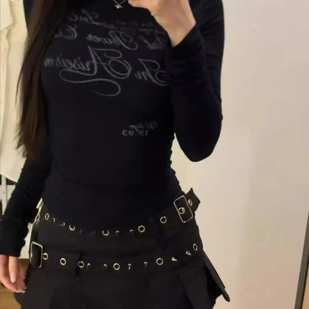 Double Belt Pleated Micro Mini Skirt