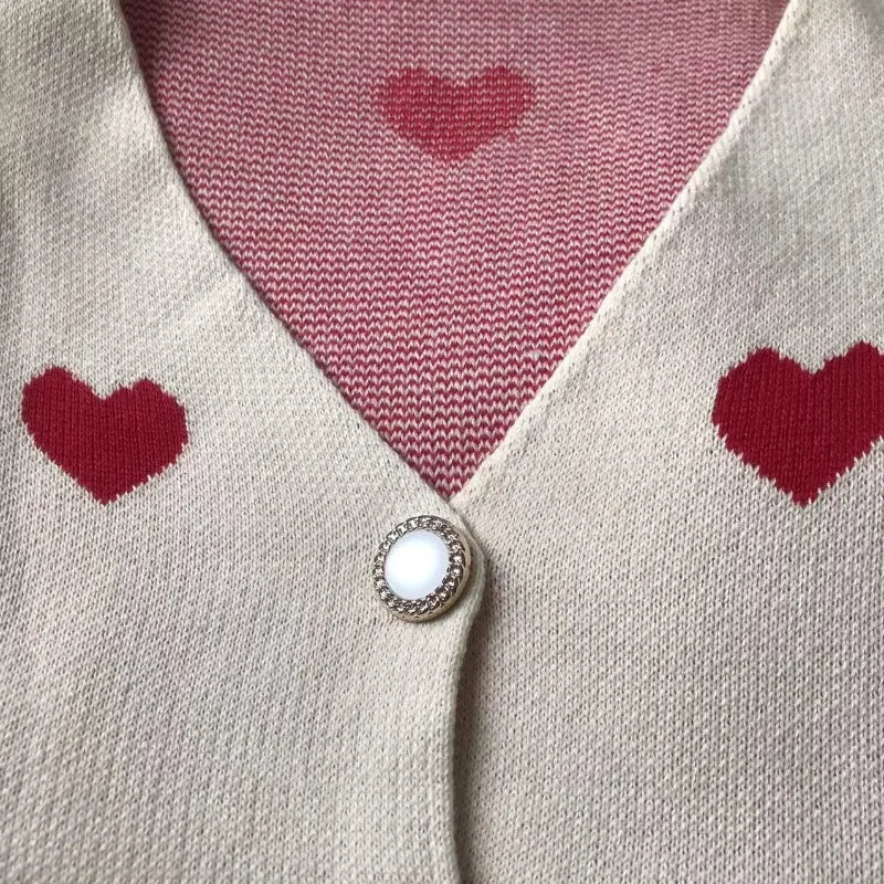 Pink Heart Knit Cardigan