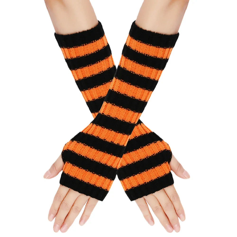 Striped Knit Arm Warmers - Gloves & Arm Warmers detail view 12 | Cute Splikes
