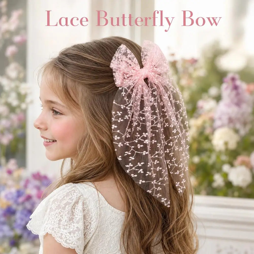 Ivory Lace Bow Hair Clip
