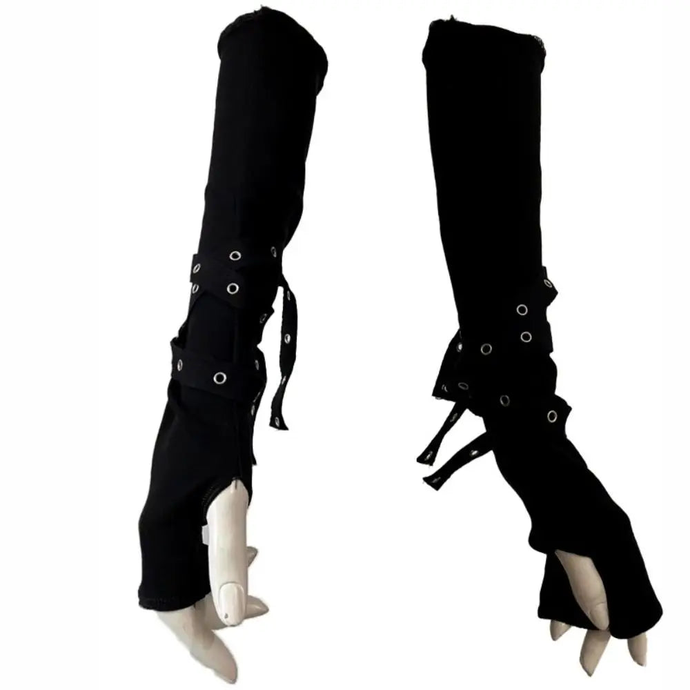 Buckle Fingerless Arm Warmers - Gloves & Arm Warmers for Jirai Kei, gothic & kawaii style | Cute Splikes