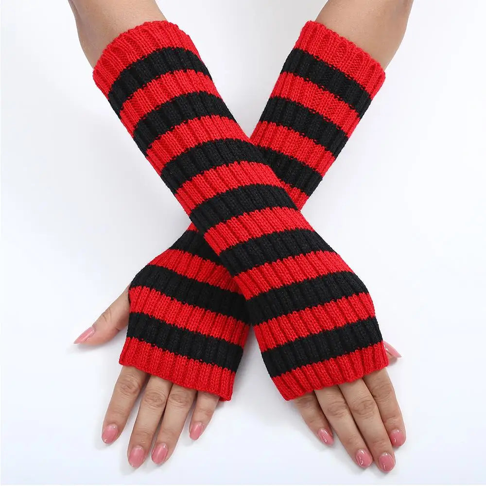 Striped Knit Arm Warmers - Gloves & Arm Warmers detail view 9 | Cute Splikes
