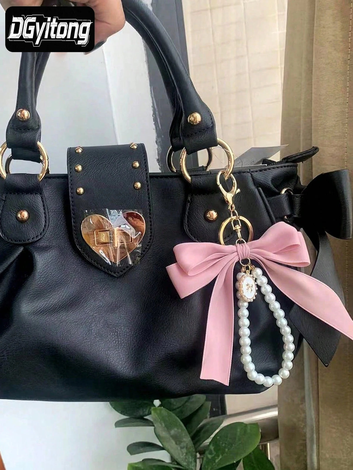 Pearl & Satin Bow Charm Keychain