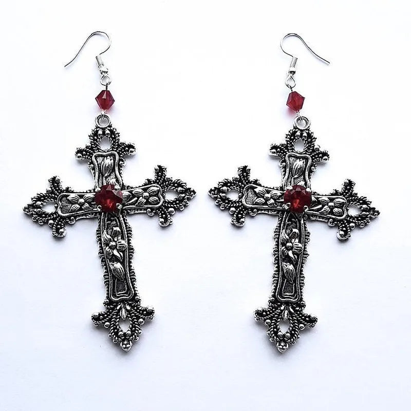 Gothic Statement Cross Earrings