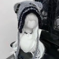Fuzzy Bear Ear Hat with Chains & Cross