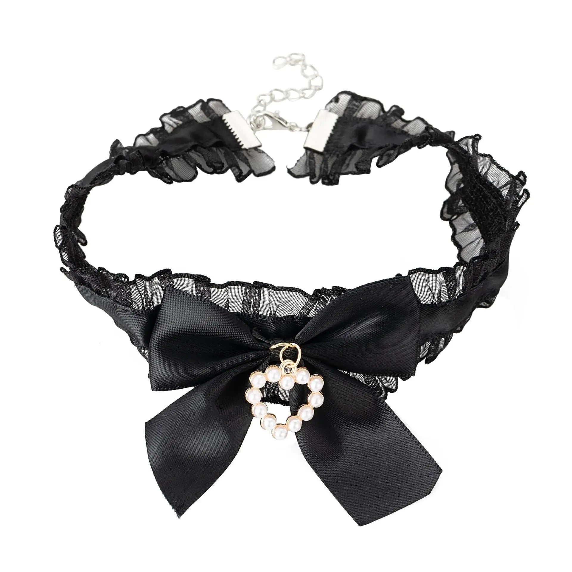 Lace Heart Bow Choker Necklace