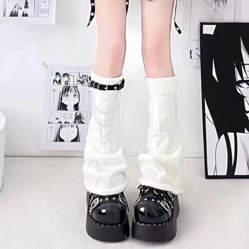 Lace Flare Leg Warmers with Cross Studs