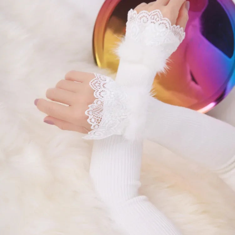 Faux Fur Long Gloves - Gloves & Arm Warmers detail view 2 | Cute Splikes