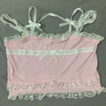 Pink Lace Trim Bow Camisole