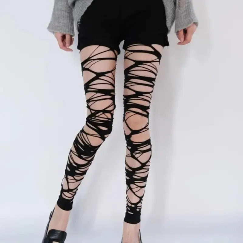 Ripped Fishnet Tights (Black)
