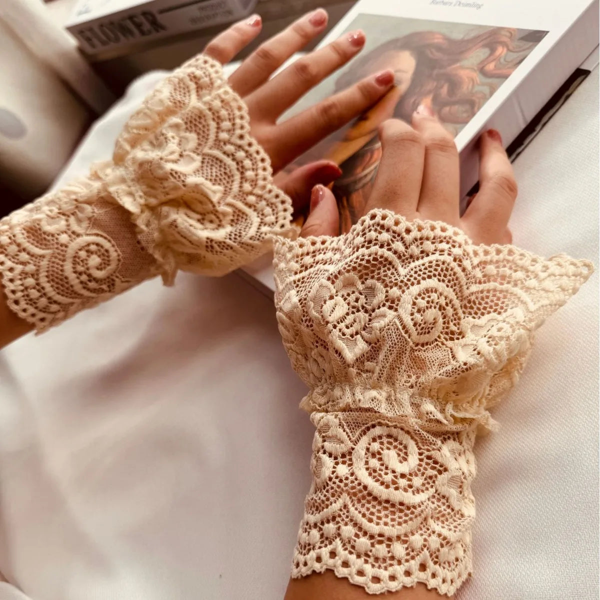 Lace Bow Fishnet Gloves - Gloves & Arm Warmers detail view 12 | Cute Splikes