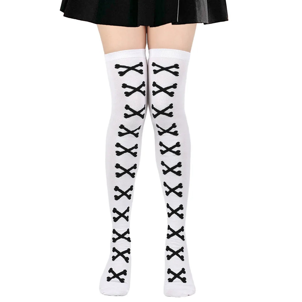 Heart Crossbones Over-Knee Thigh-High Socks