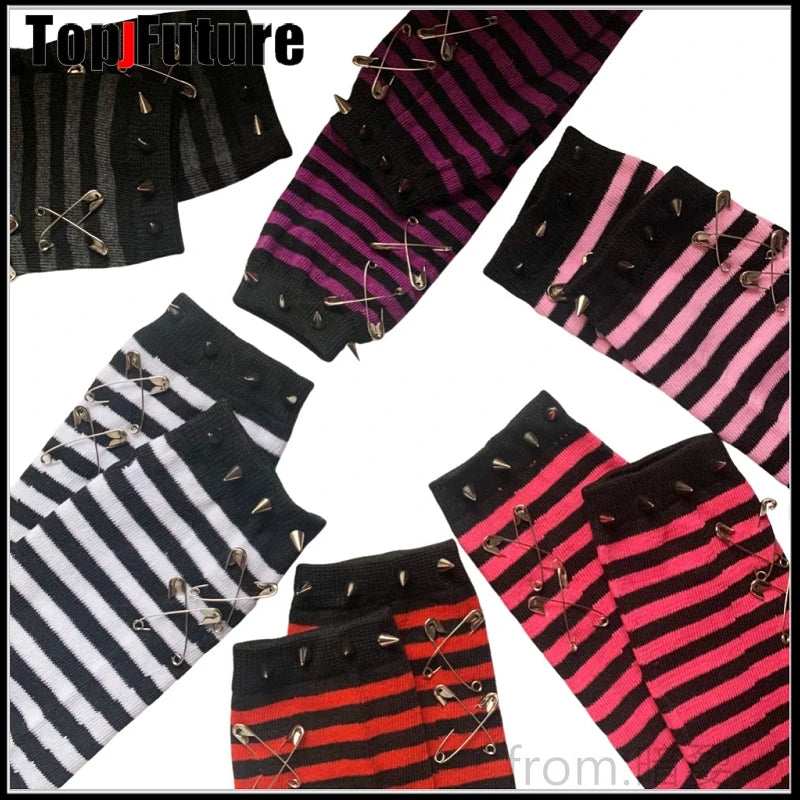 Striped Fingerless Arm Warmers - Gloves & Arm Warmers detail view 3 | Cute Splikes