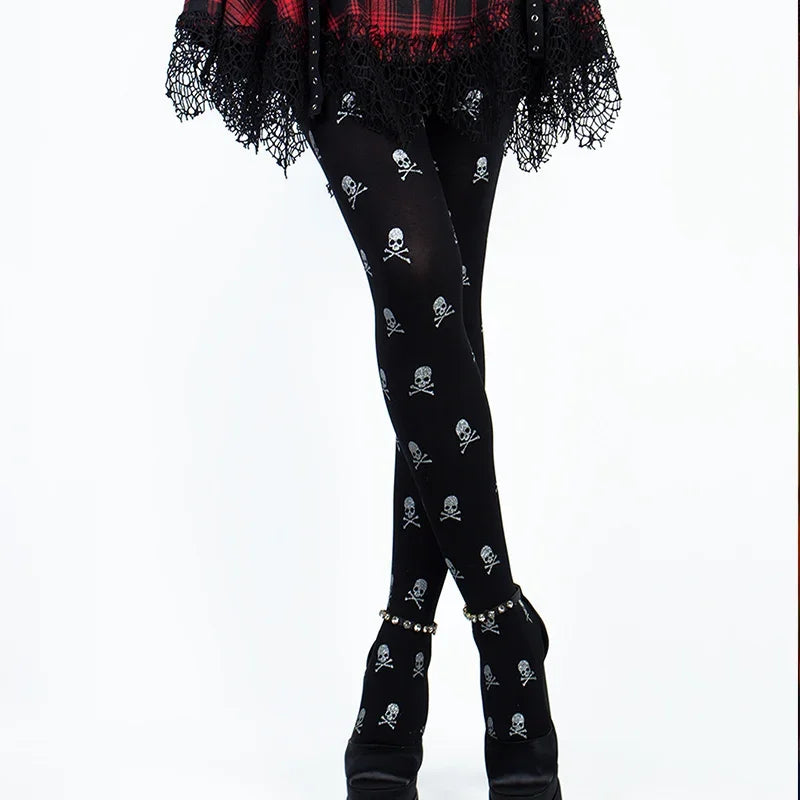 Glitter Skull & Crossbones Tights