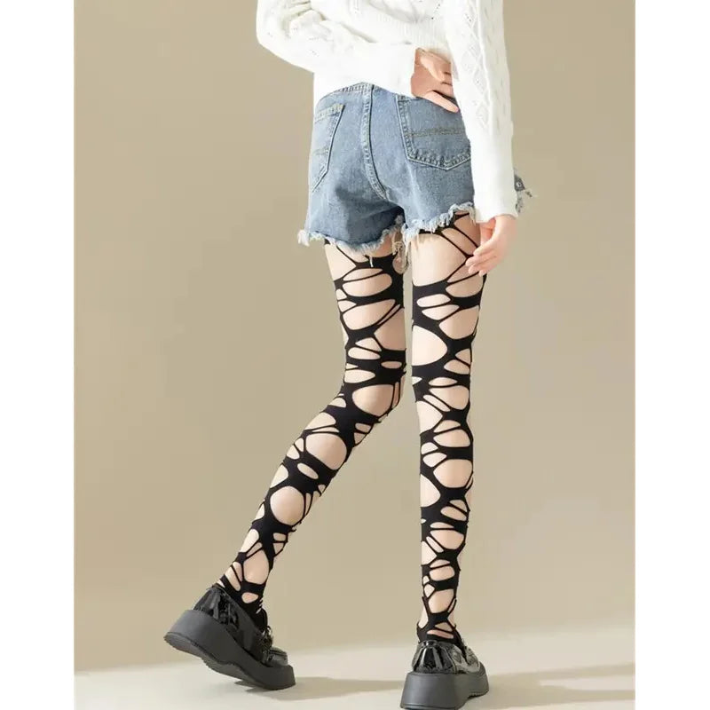 Ripped Fishnet Tights (Black)