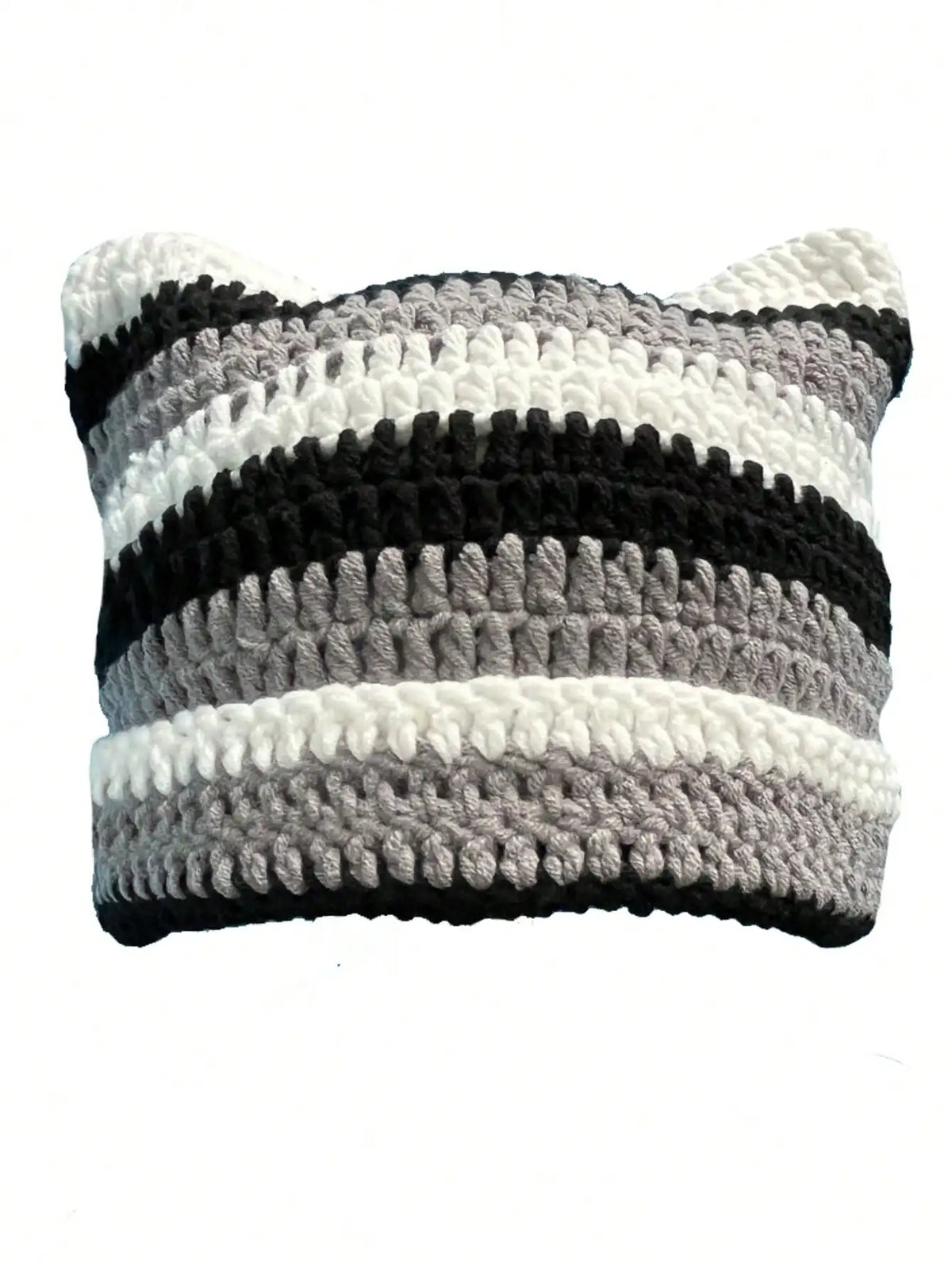 Striped Cat Ear Crochet Beanie