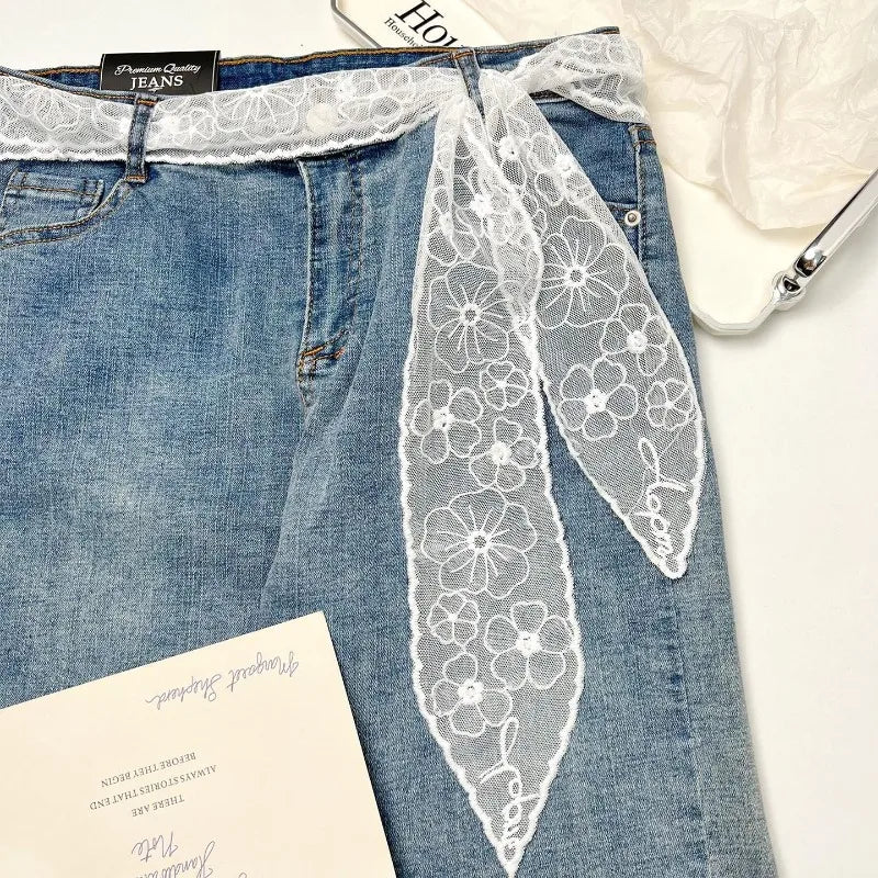 Sheer Lace Bow Waist Belt