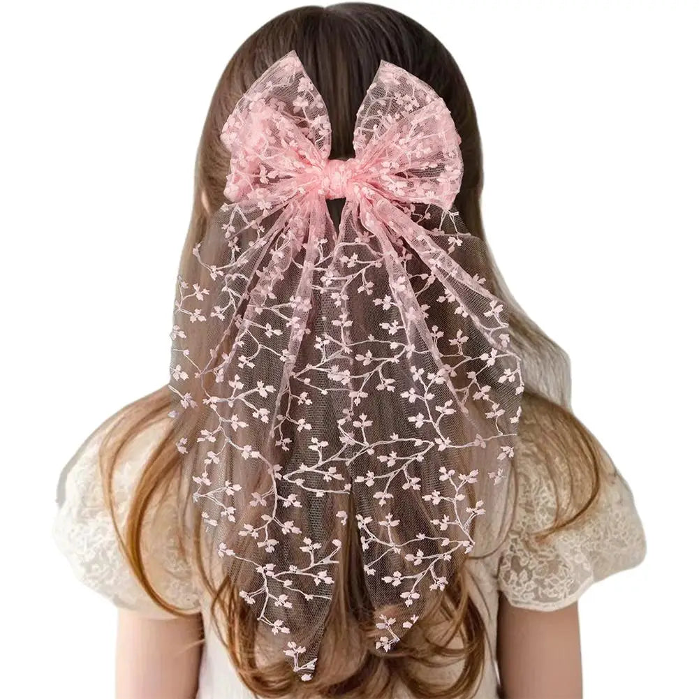 Ivory Lace Bow Hair Clip