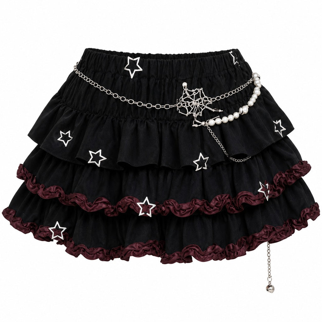 Tiered Cake Skirt with Star Studs & Chain product - AltBrat