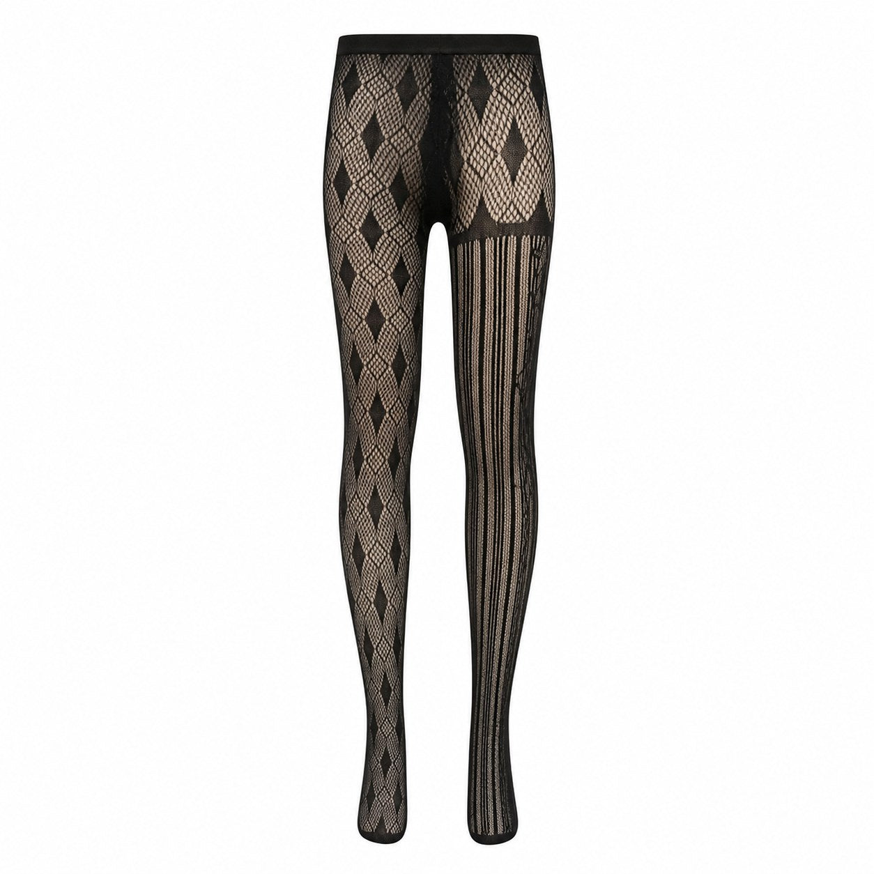 Patterned Fishnet Lace Tights (Diamond & Stripe) - AltBrat