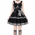Plaid Lace-Up Heart Bow Lolita Dress - AltBrat