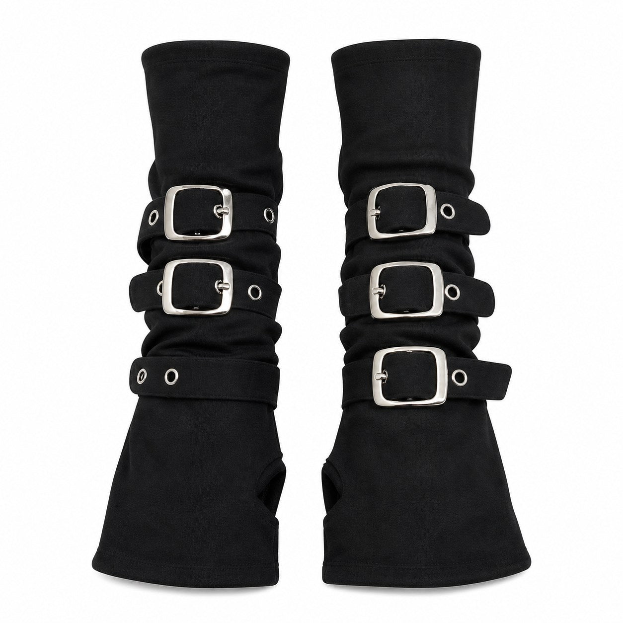 Metal Buckle Strap Fingerless Arm Sleeves - AltBrat