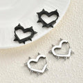 Creative Gothic Punk Rivet Heart Hoop Earrings, Stainless Steel Geometric Piercing Earrings, Unique Cool Jewelry for Par - AltBrat