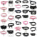 1Pc Harajuku Gothic Spike Rivet Star Necklaces Collares Hip Hop Rock Black Bowknot PU Lace Leather Sexy Y2K Girl Choker  - AltBrat