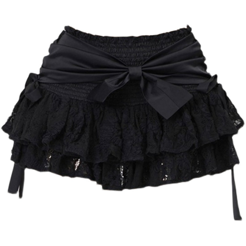 Black Lace Bow Skirt - Skirts detail view 3 | Cute Splikes