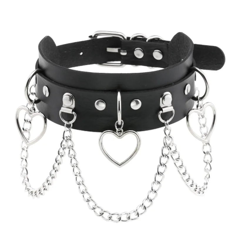 1Pc Harajuku Gothic Spike Rivet Star Necklaces Collares Hip Hop Rock Black Bowknot PU Lace Leather Sexy Y2K Girl Choker  - AltBrat