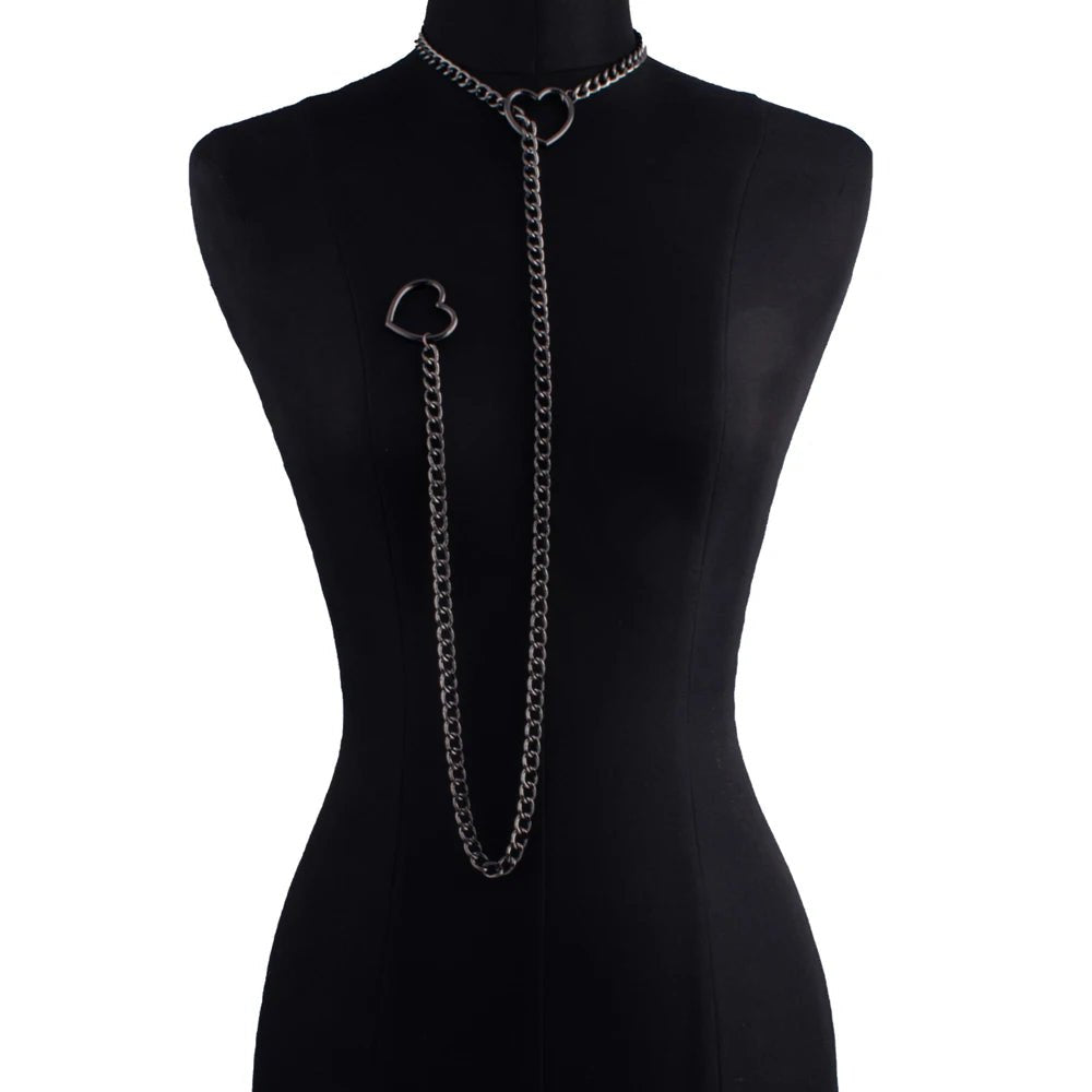 Heart Slip Chain Necklace For Women Fashion Punk Rock Goth Choker Jewelry Accessories - AltBrat