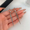 Gothic Silver Color Rivet Drop Earrings for Women Men Punk Hip Hop Metal Geometric Cone Pendant Earrings Y2K Party Jewel - AltBrat