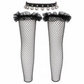 Black Leather Cat Bell Leg Garter - AltBrat