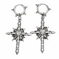 Thorn Spiked Heart Cross Drop Earrings - AltBrat
