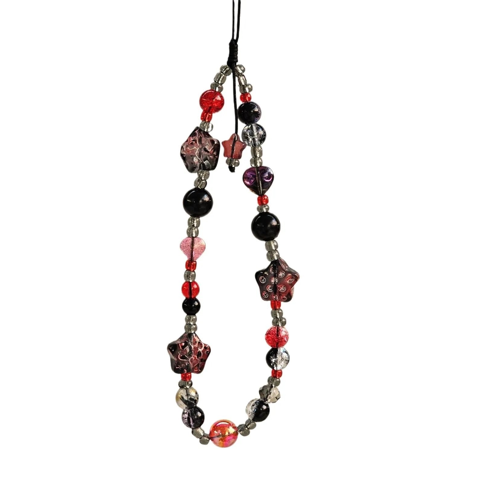Gothic Black Red Star Mobile Phone Charm Wrist Strap Keychain Trendy Accessory for Cellphone Bag Lanyard Pendant - AltBrat