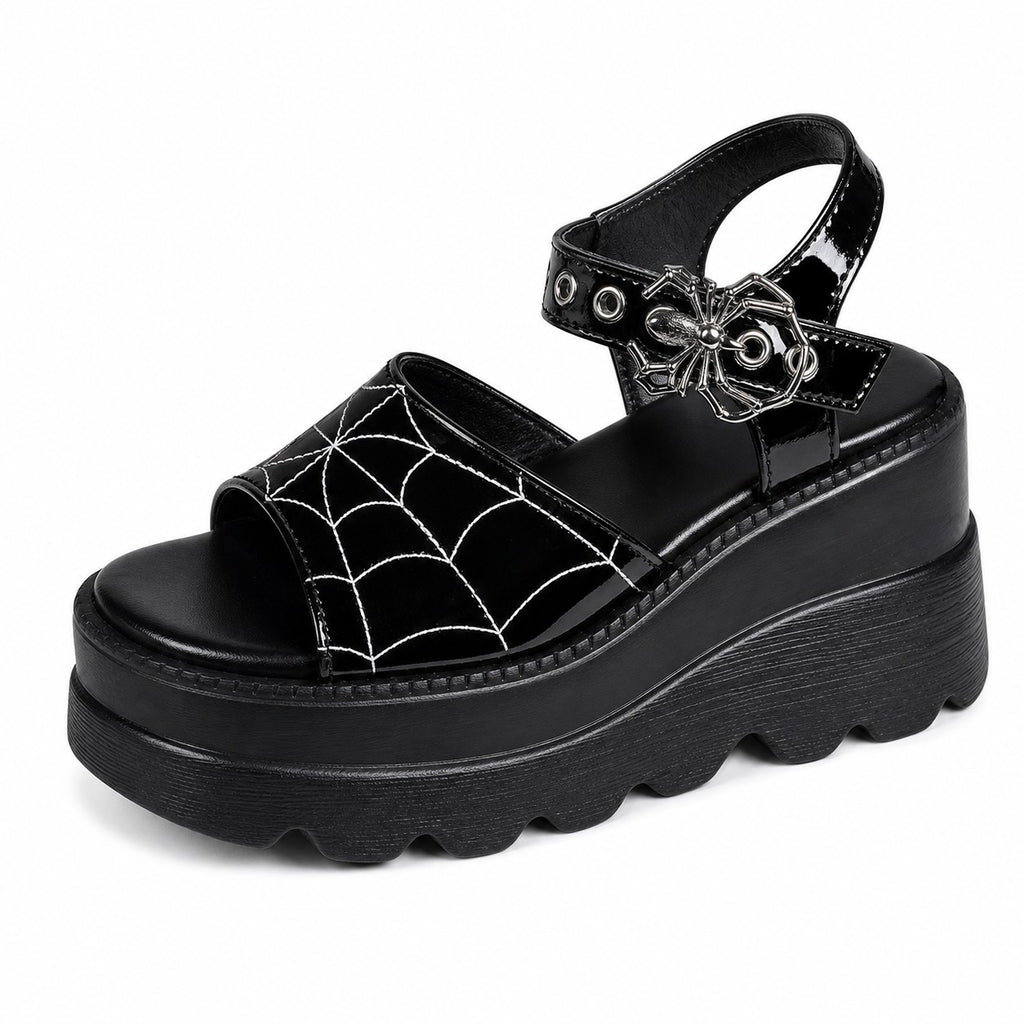 Spider Web Platform Wedge Sandals - AltBrat