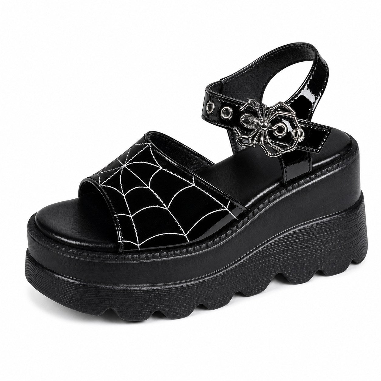 Spider Web Platform Wedge Sandals - AltBrat