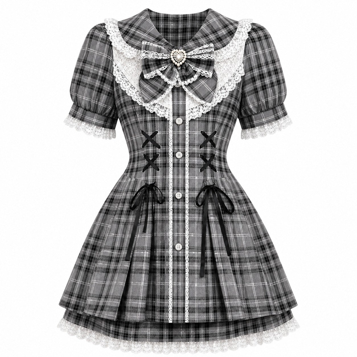 Bow Lace Dress Black Pink product - AltBrat
